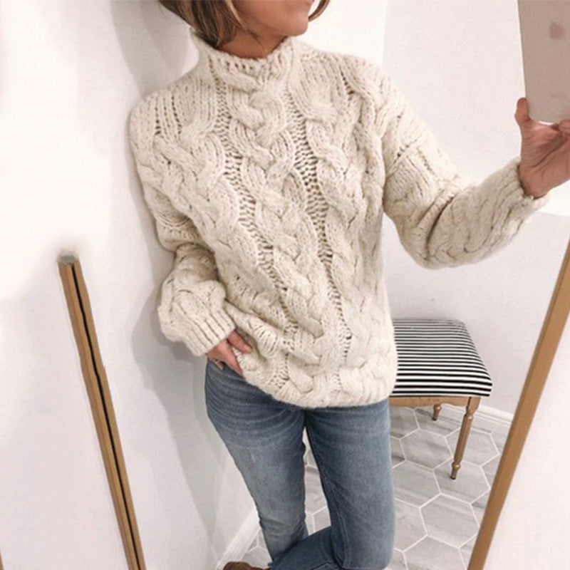 Explosive High-Neck Fashion Twist Sweater