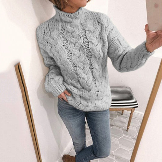 Explosive High-Neck Fashion Twist Sweater