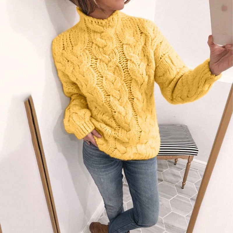 Explosive High-Neck Fashion Twist Sweater