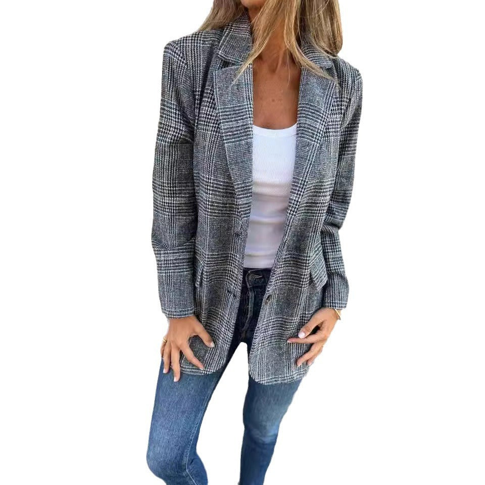 Veste Blazer Pied-de-Poule Rétro – Élégance & Charme Intemporel