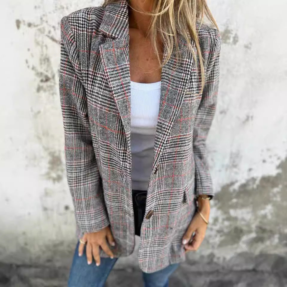 Veste Blazer Pied-de-Poule Rétro – Élégance & Charme Intemporel