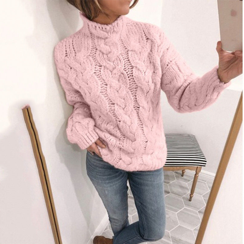 Explosive High-Neck Fashion Twist Sweater