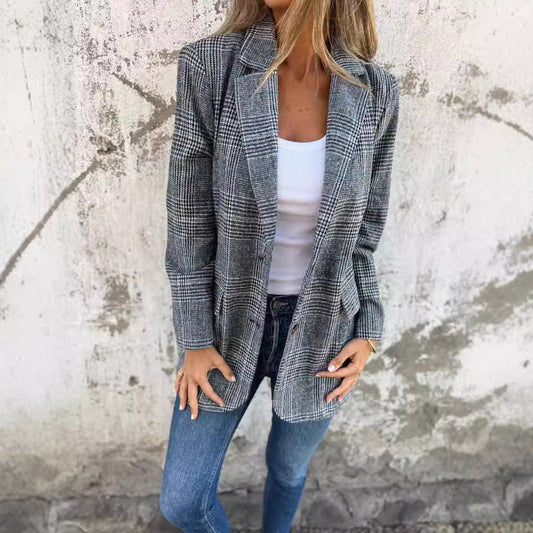 Veste Blazer Pied-de-Poule Rétro – Élégance & Charme Intemporel