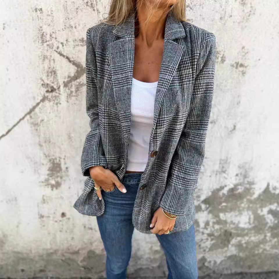 Veste Blazer Pied-de-Poule Rétro – Élégance & Charme Intemporel