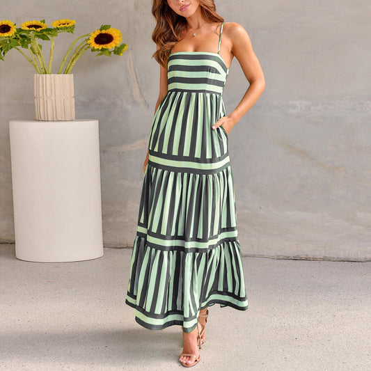 BELLVIOR – Robe Longue d’Été Élégante à Rayures